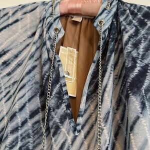 Michael Kors Blue and Light Blue Long Sleeve Wrap Dress